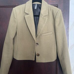 Anthropologie Cropped Olive Blazer Sz 4